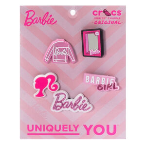 New Barbie Croc Jibbitz Barbie Shoe Charms Pink White Uniquely You 5 Charm Pack